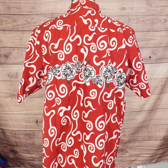 PINEAPPLE CONNECTION RED AZTEC FLORAL HAWAIIAN BUTTON UP SHIRT MENS SIZE XL - Picture 4 of 6
